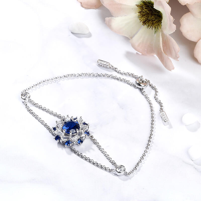 Jeulia Halo Round Cut Sterling Silver Bracelet