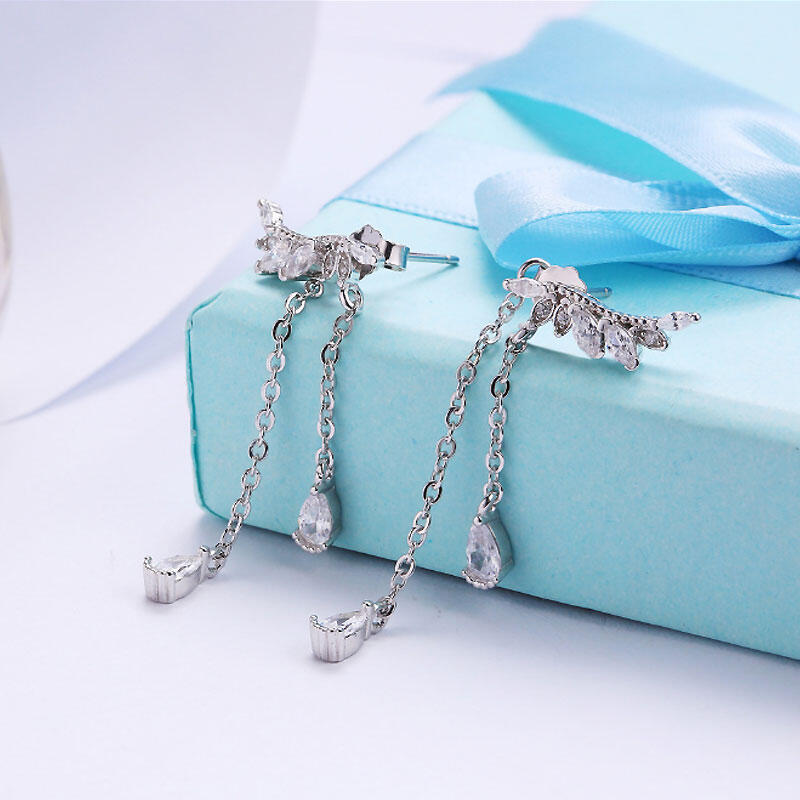 Jeulia Wing Design Sterling Silver Earring Drops