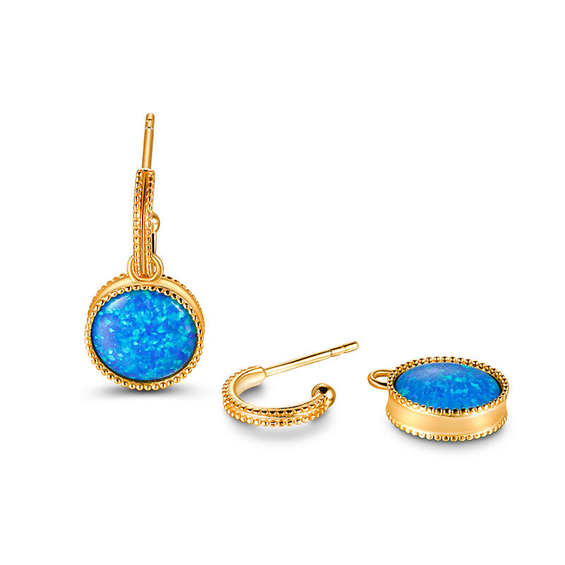 Jeulia "Dreamlike Feel" Blue Opal Sterling Silver Drop Earrings