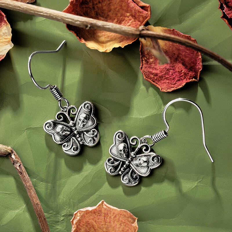 Jeulia Pendientes de mariposa gótica de plata de ley