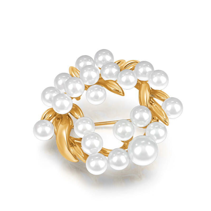 Jeulia Broche en forma de hoja de plata de ley con perlas cultivadas