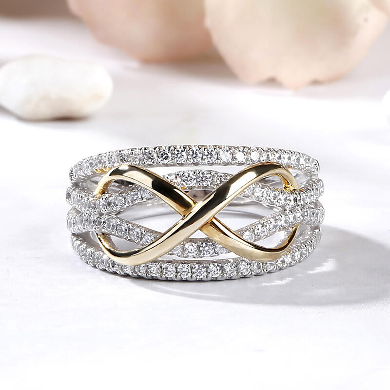 Jeulia "Infinity Love" Two Tone Sterling Silver Jewelry Set