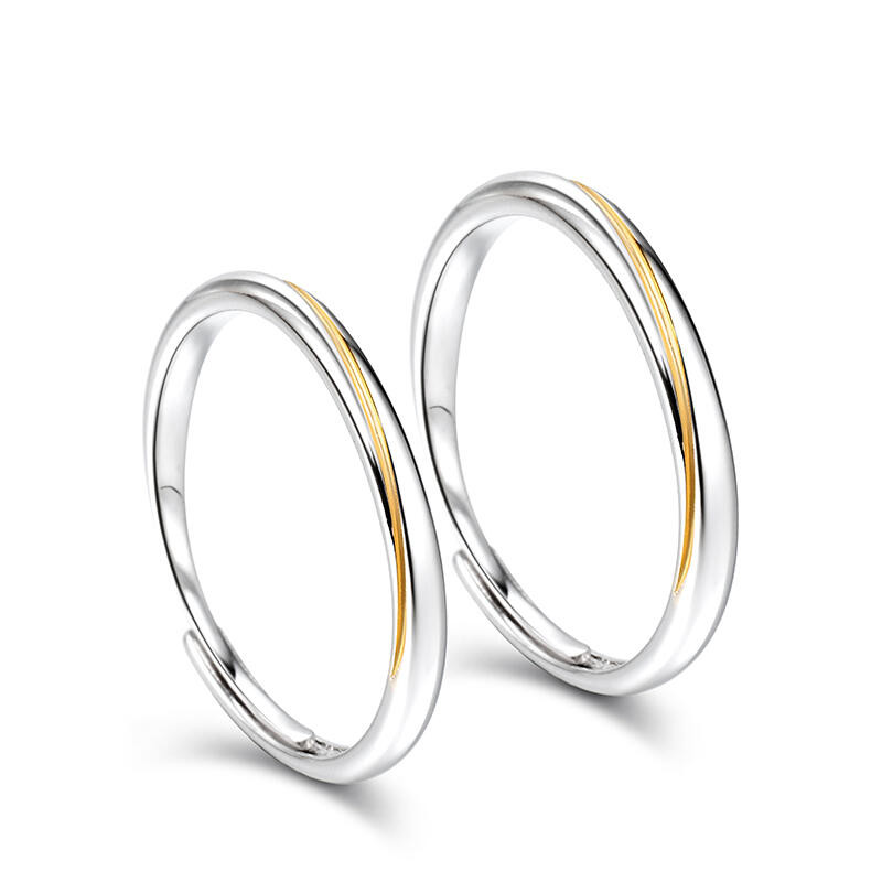 Jeulia Anillos de pareja de Möbius en dos tonos de plata de ley de talla ajustable