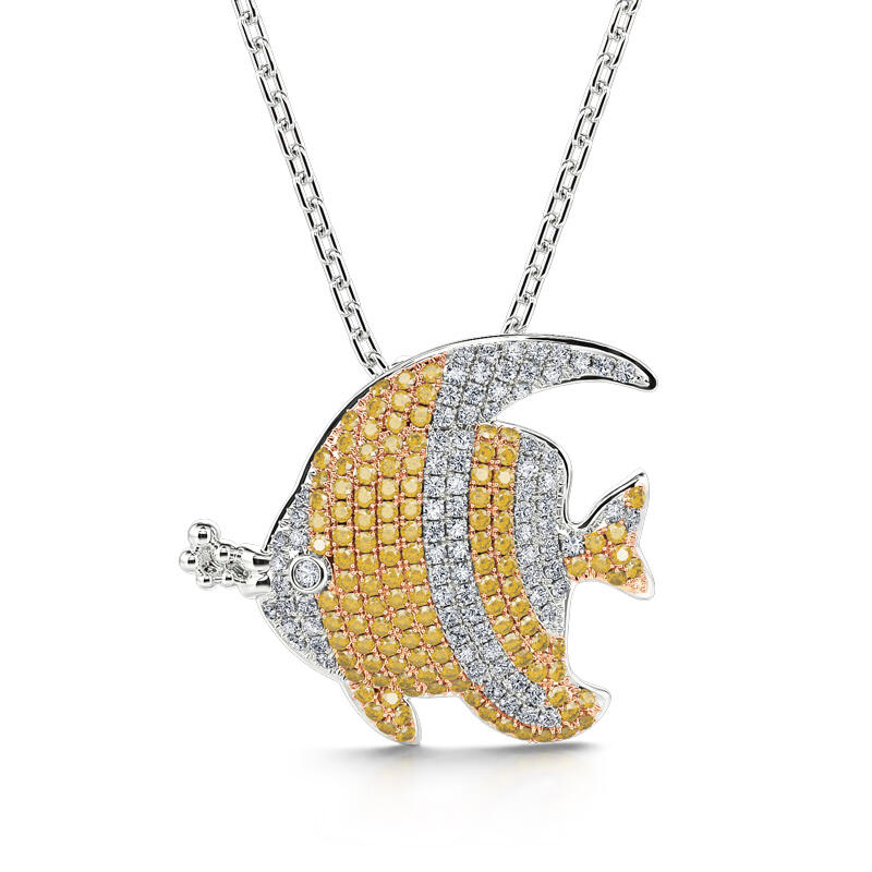 Jeulia "Lively Fish" Sterling Silver Necklace