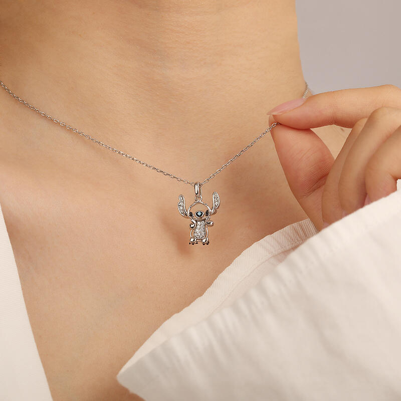 Jeulia "Too Cute Black Eyes" Little Monster Necklace Sterling Silver