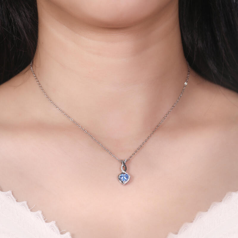 Jeulia Twist Heart Cut Sterling Silver Personalized Necklace