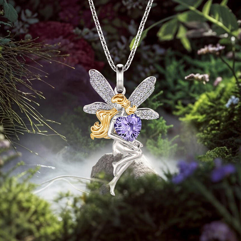 Jeulia Midsummer Night Collar de Corazón de Hada Bicolor de Moda en Plata Esterlina