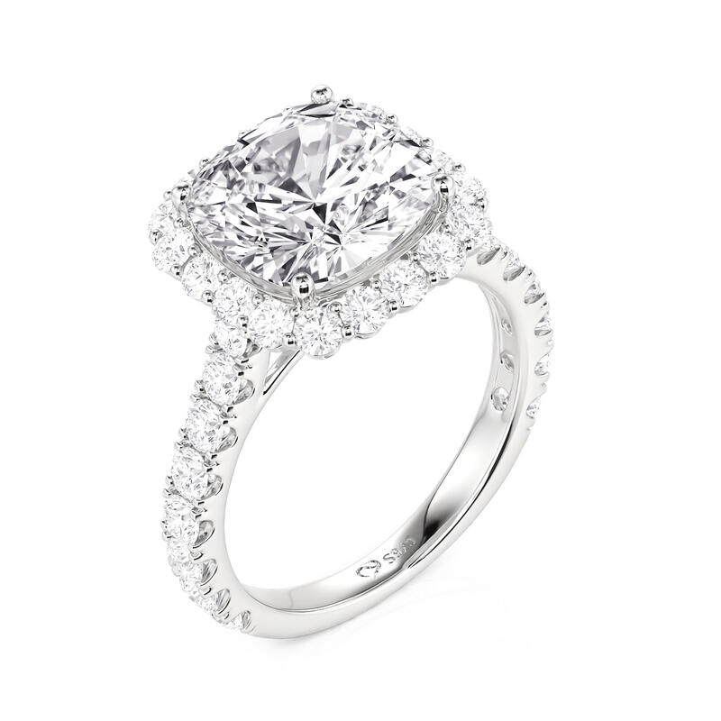 Jeulia Bague de Fiançailles Halo Coupe Coussin en Argent Sterling