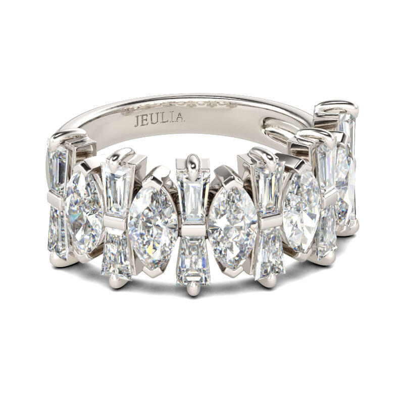 Jeulia Fancy Marquise Cut Sterling Silver Women's Band