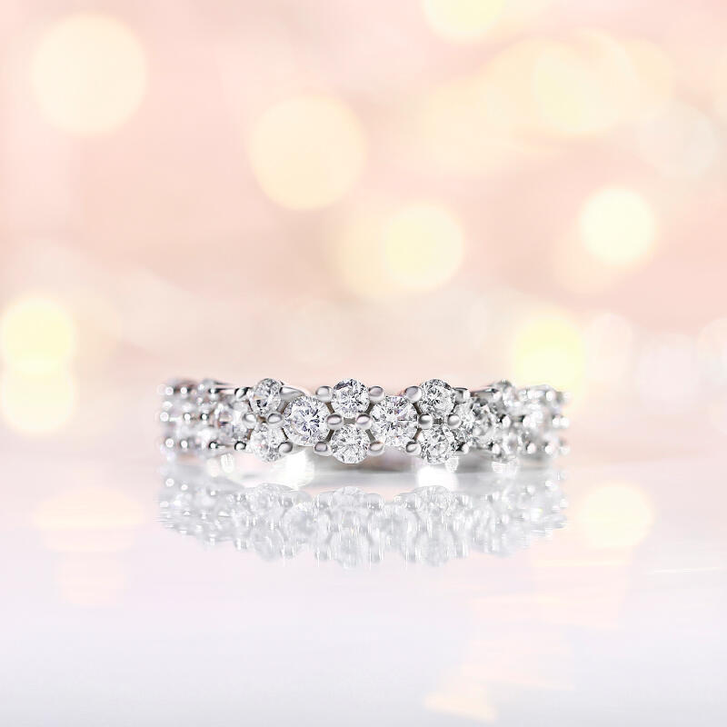 Jeulia Dainty Round Cut Sterling Silver Women's Band