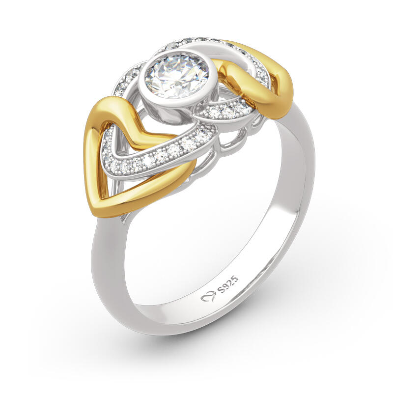 Jeulia "Unstoppable Love" Twist Heart Round Cut Sterling Silver Ring