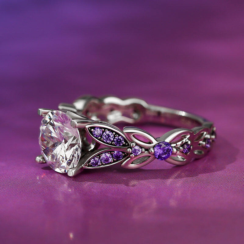 Jeulia Anillo De Talla De Mariposa Redonda En Plata De Ley