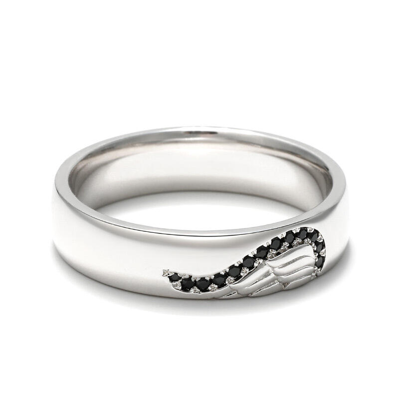 Jeulia Angel Wing Creative Engraved Sterling Silver Men's Band