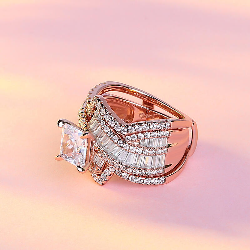 Jeulia Anillo de plata de ley con corte de princesa