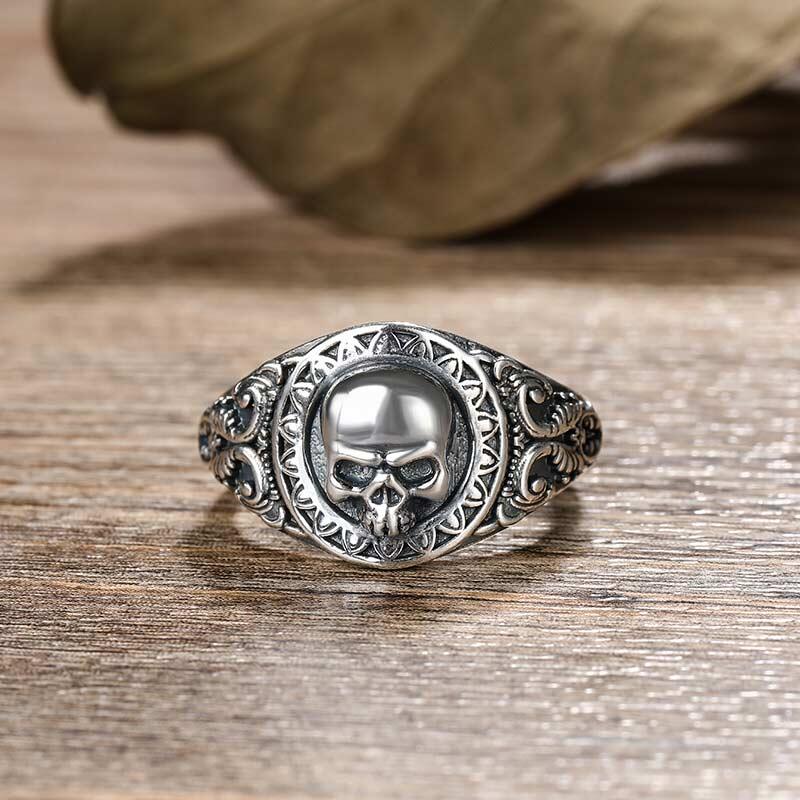 Jeulia Anillo con el estilo de calavera de Parca de plata de ley
