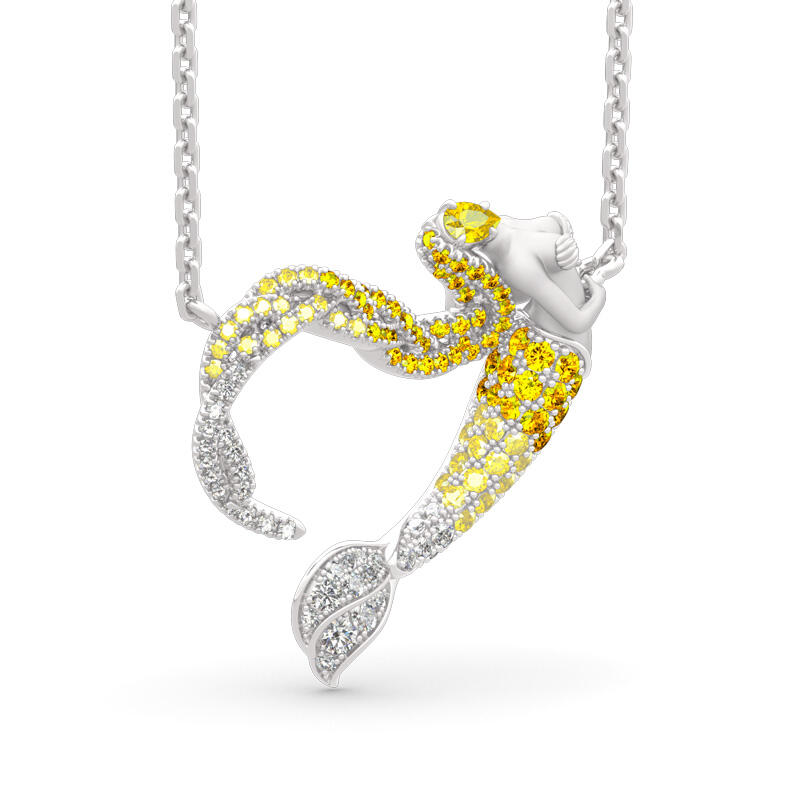 Jeulia "Ocean's Light" Sterling Silver Mermaid Gift Necklace for Valentine's Day