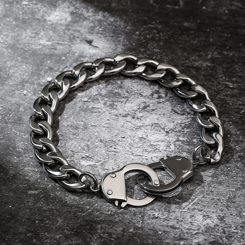 Jeulia Handcuff Design Stainless Steel Men's Bracelet