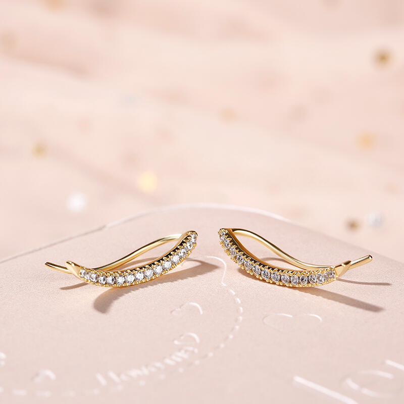 Jeulia Curved Sterling Silver Climber Earrings