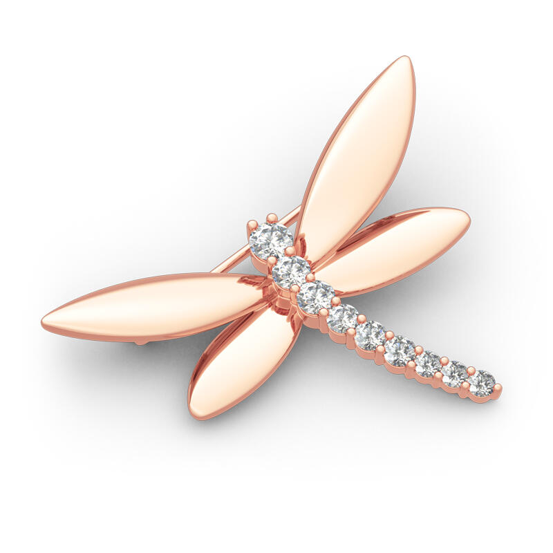 Jeulia "Garden Dragonfly" Round Cut Sterling Silver Brooch