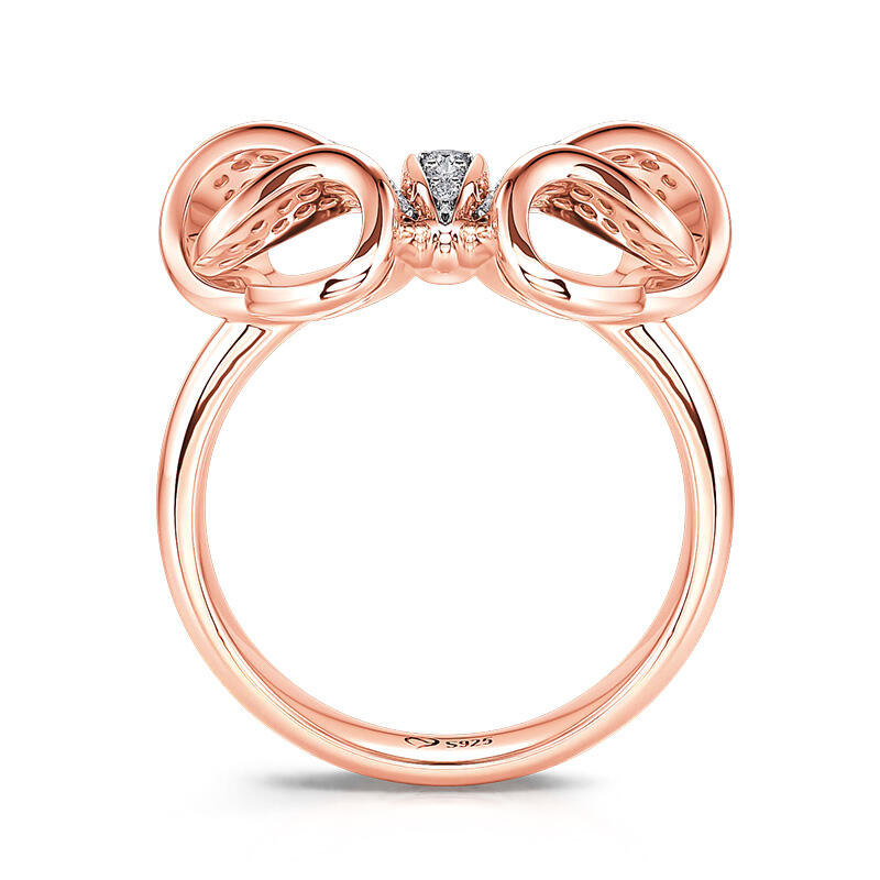 Jeulia Anillo de Plata de Ley de Corte Redondo con Diseño de Lazo