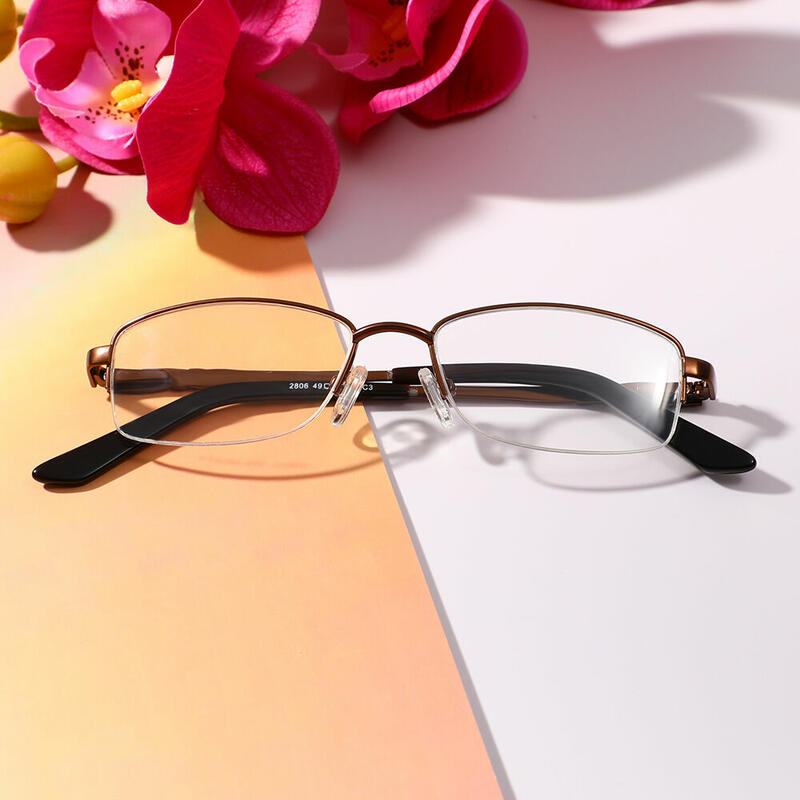 Salome Rectangle Brown Glasses