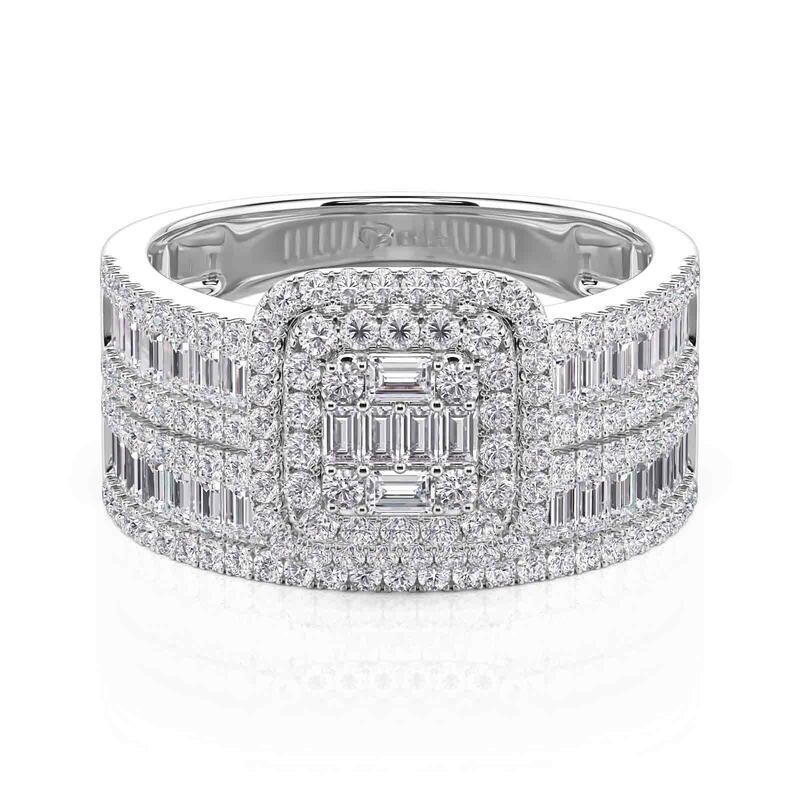 Jeulia Elegant Double Halo Square Engagement Ring Set