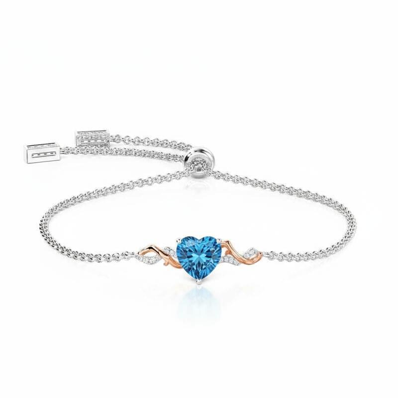 Jeulia Amore Thorn Vine Custom Heart Bracelet with Birthstone