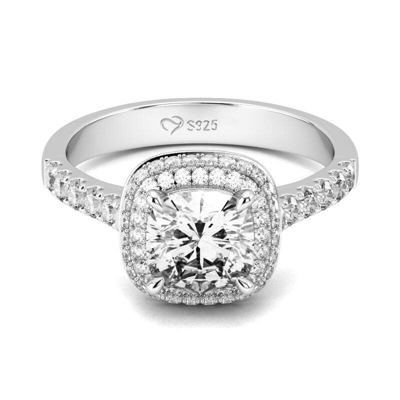 Jeulia Double Halo Cushion Cut Sterling Silver Ring