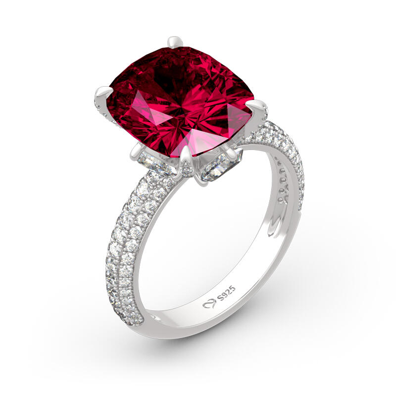 Jeulia Classic Cushion Cut Sterling Silver Ring