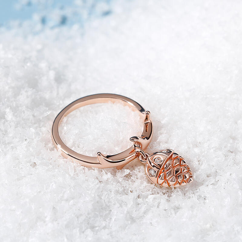 Jeulia "Lucky Acorn" Rose Gold Tone Sterling Silver Dangle Ring