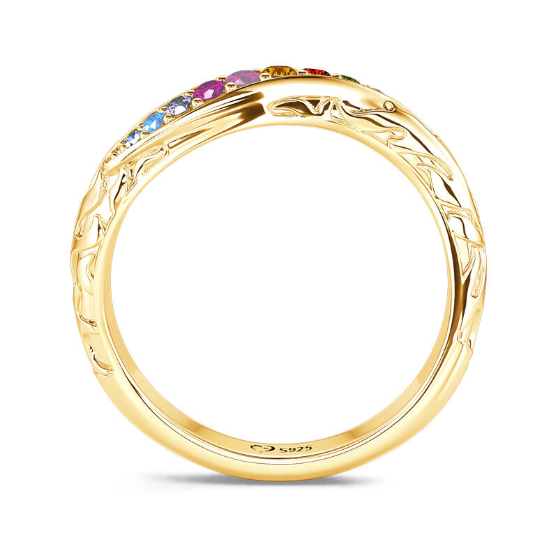 Jeulia Multi-Stone Twist Sterling Silver Women's Band