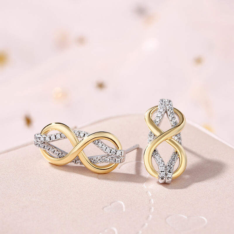 Jeulia "Infinity Love" Two Tone Sterling Silver Earrings