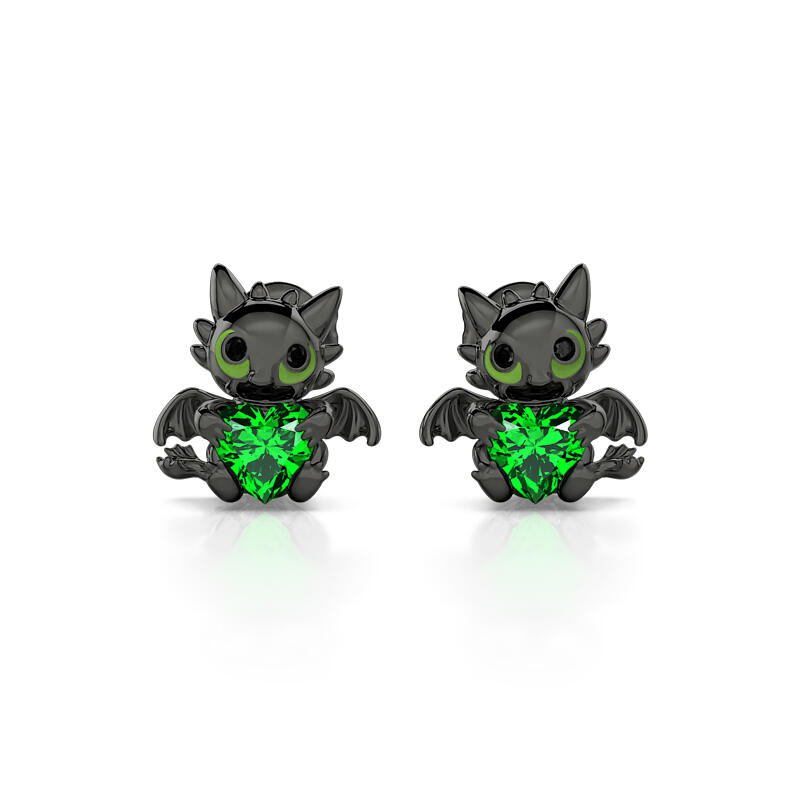 Jeulia Brincos em Prata de Lei com Corte em Coração "Seu Dragão"