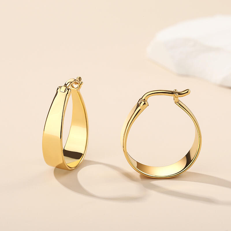 Jeulia Classic Gold Tone Sterling Silver Hoop Earrings