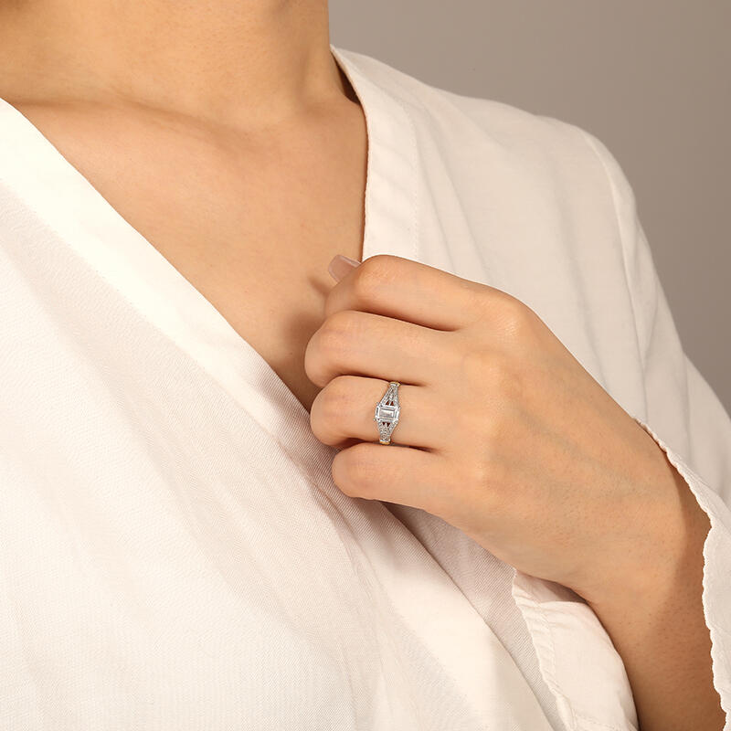 "My Reason For Life" Radiant Cut Side Stone Engagement Ring