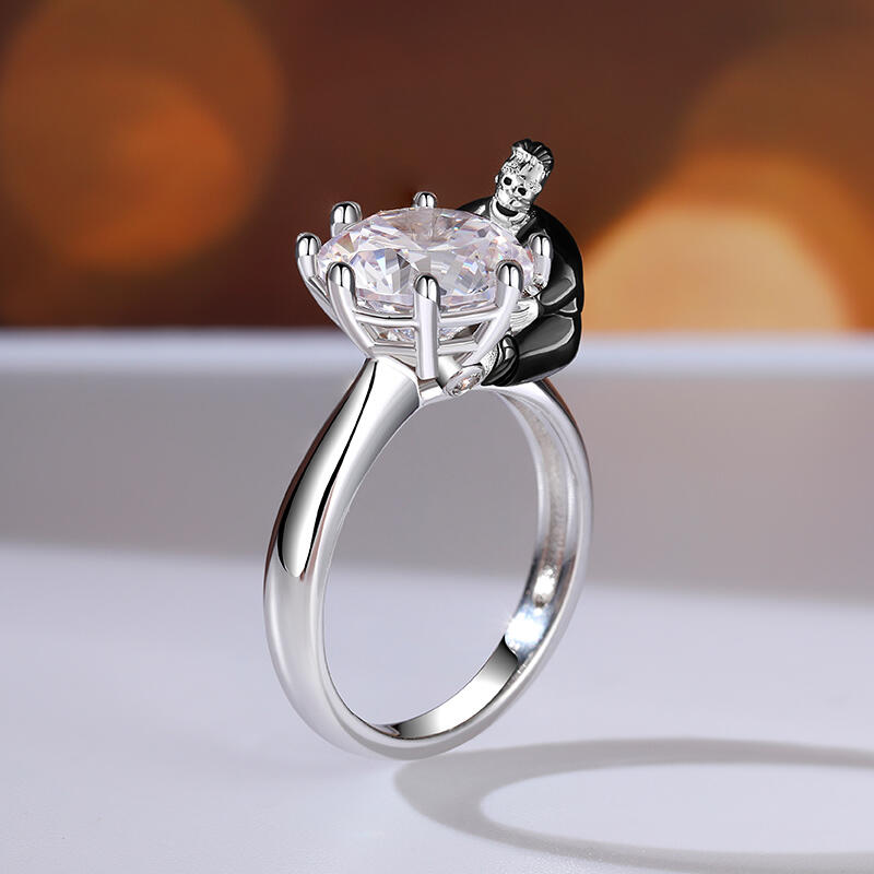 Jeulia Hug Me "Oversized Man" Round Cut Sterling Silver Ring