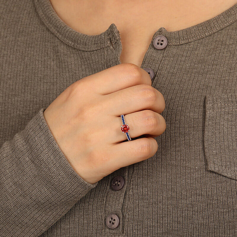 "The Sunrise" Round Cut Side Stone Engagement Ring