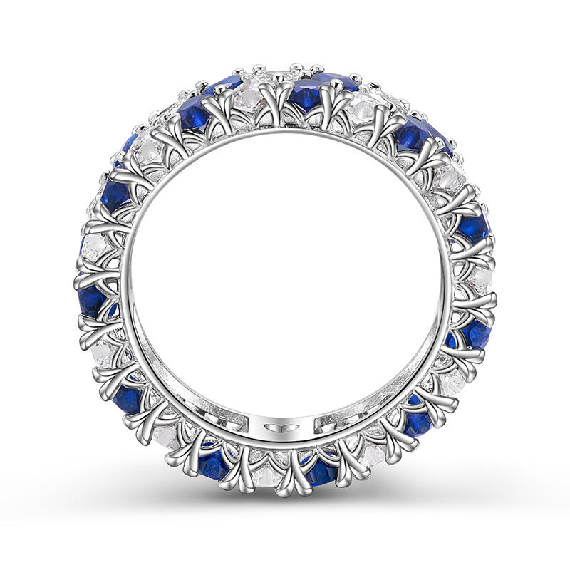 Jeulia 誕生石付き ダブルサークルハート エタニティリング