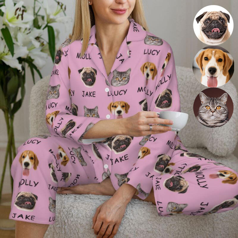 Gepersonaliseerde pyjama met foto en naam van je geliefde huisdier Aantrekkelijk warm cadeau voor dierenliefhebbers
