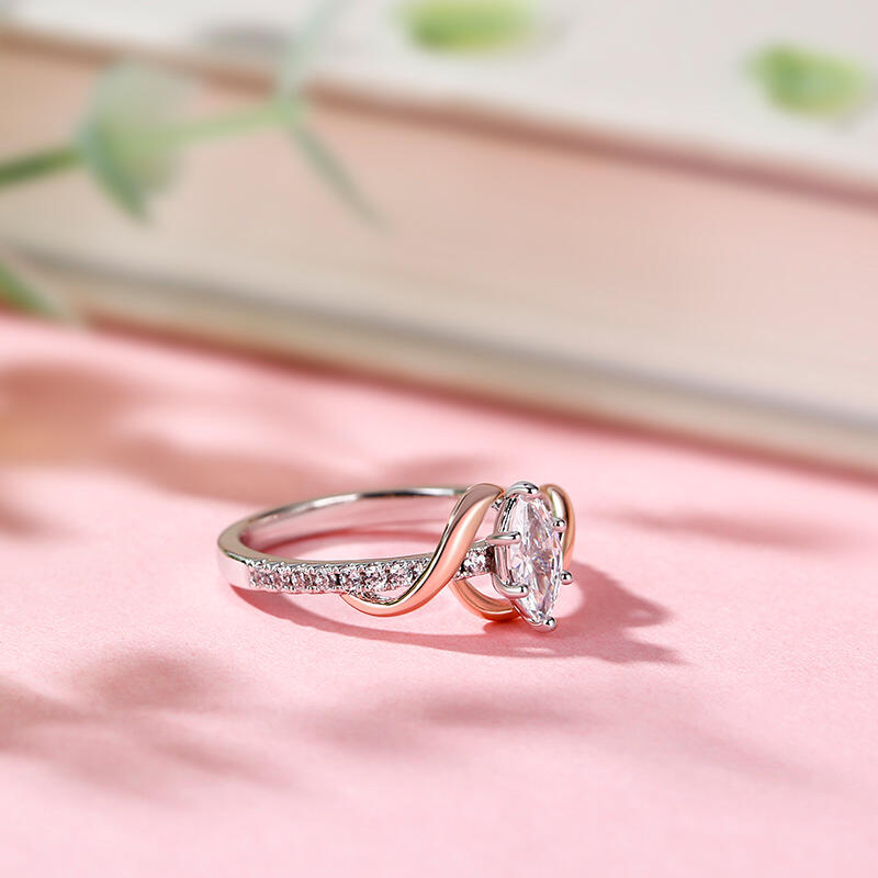 Jeulia Amore Coupe Marquise Bague de fiançailles Argent Sterling