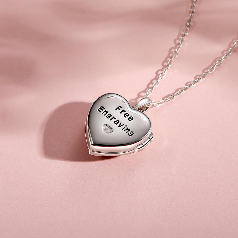 Jeulia Hjärtvingar Anpassat Födelsesten Fotohalsband Medaljong i Sterling Silver