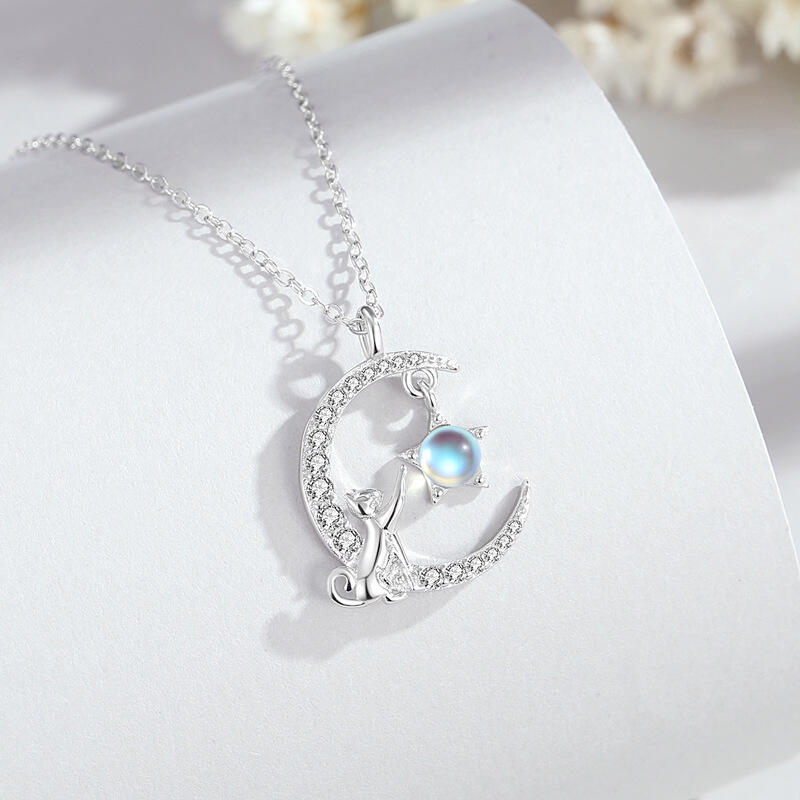Jeulia Moon Huggers ムーンストーン キャットネックレス