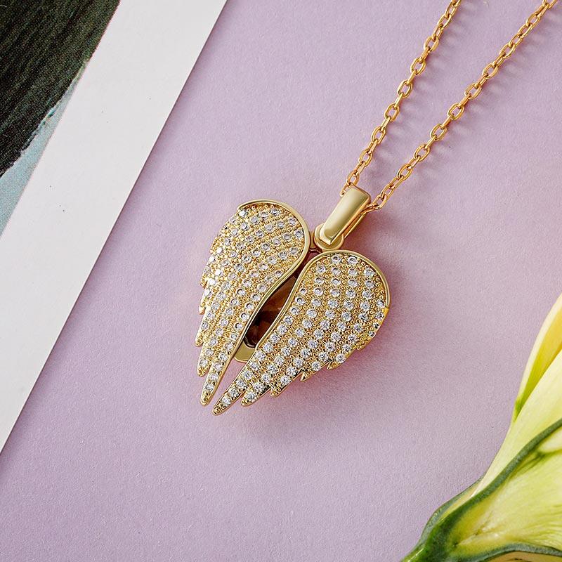 Jeulia Collier Photo Personnalisée Ailes d'Ange en Argent Sterling