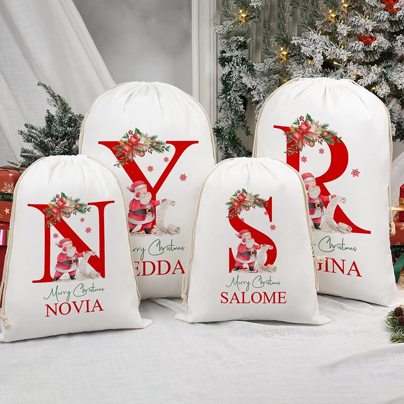 Personalised Name Christmas Gift Bag with Custom Letter Practical Present for Family