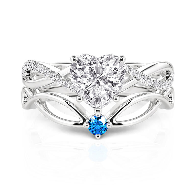 Jeulia Classic Twisted Heart Ring Set 2PCS in Sterling Silver