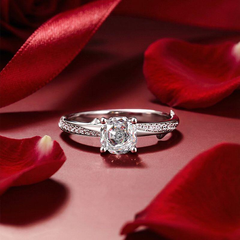 Twist Petal Rose Cut Pavé Engagement Ring