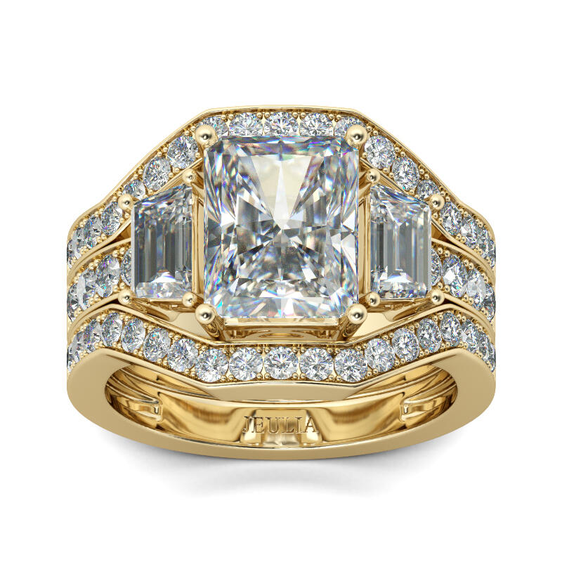 جوليا طقم خواتم بقطع مشع من الفضة الإسترليني بذهبي