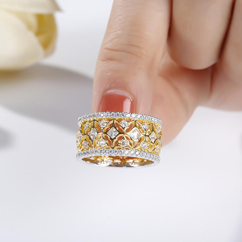 Jeulia Bague Fantaisie de Femme Art Deco Bicolore en Argent Sterling Cadeau