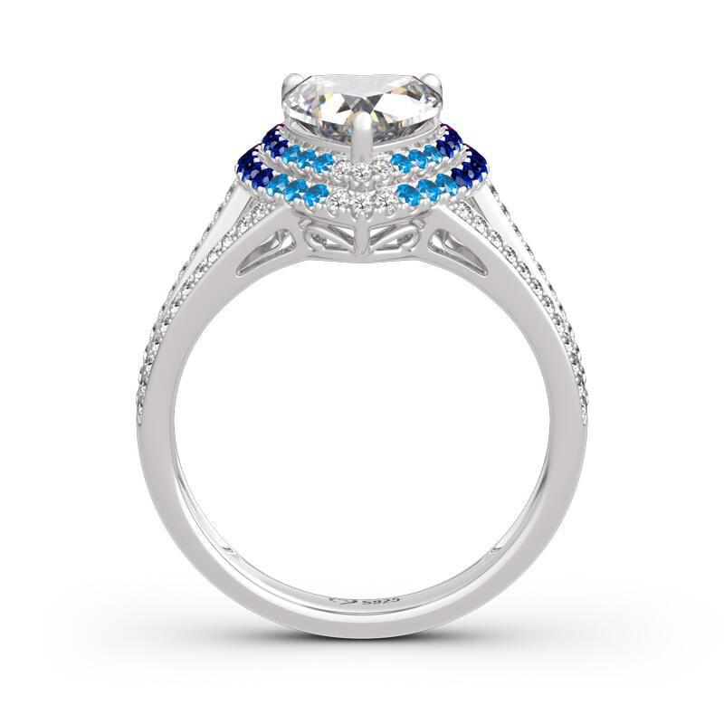 Jeulia Double Halo Heart Cut Sterling Silver Ring