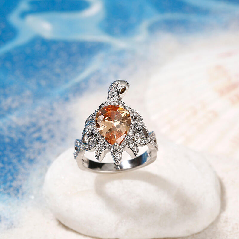 Jeulia "Dazzling Tortoise" Pear Cut Sterling Silver Ring